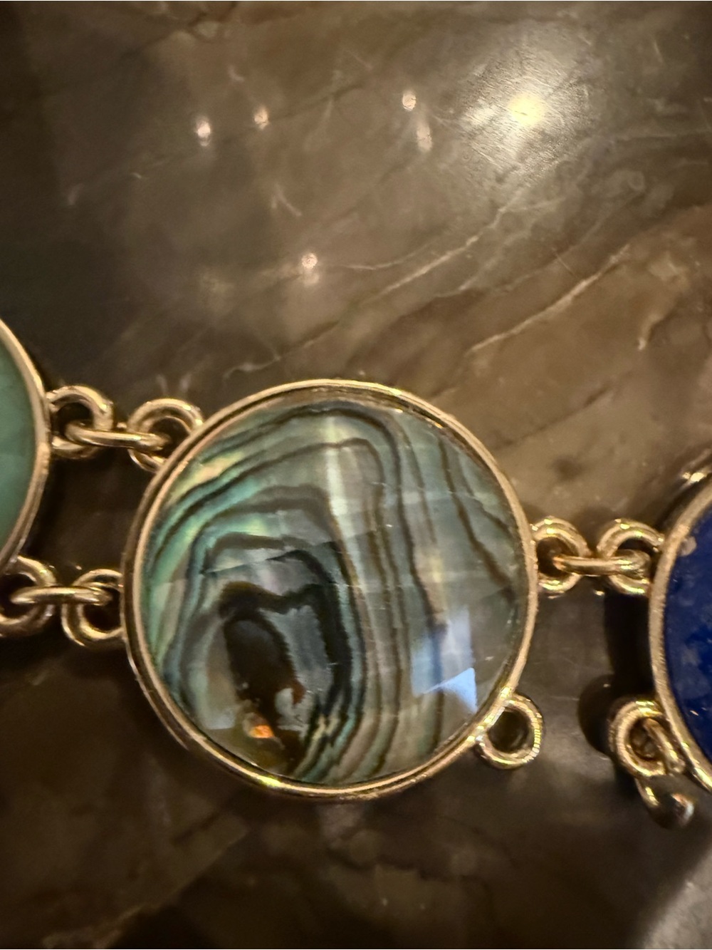 New kate spade Gold-Tone Bracelet with Blue and Aqua Round Stones. - Picture 6 of 9